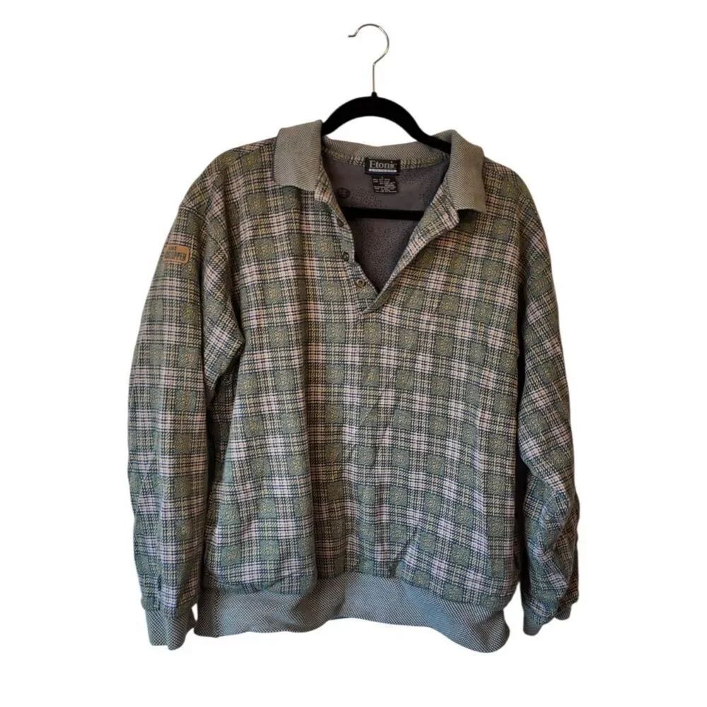 Vintage Etonic Green Plaid Gore Windstopper Size L